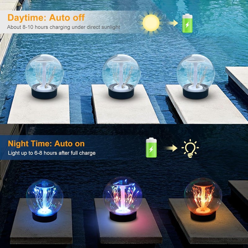 LENONE Store Floating Pool Lights, Waterproof Fireworks Solar Pool Lights That Float, 7" Color Changing Led Solar Floating Light Balls for Pond Party Garden Decorations, Cool Outdoor Decor (Black, 1 PCS) - Image 3